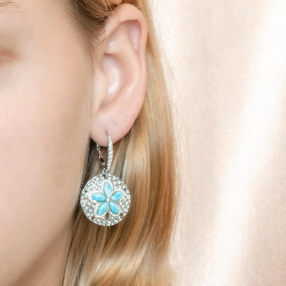 Larimar Living Sand Dollar Earrings