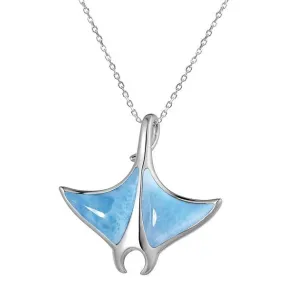 Larimar Manta Ray Hooked Tail Pendant