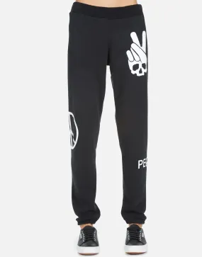 Lauren Moshi Gia Skull Peace Hand Jogger Pants