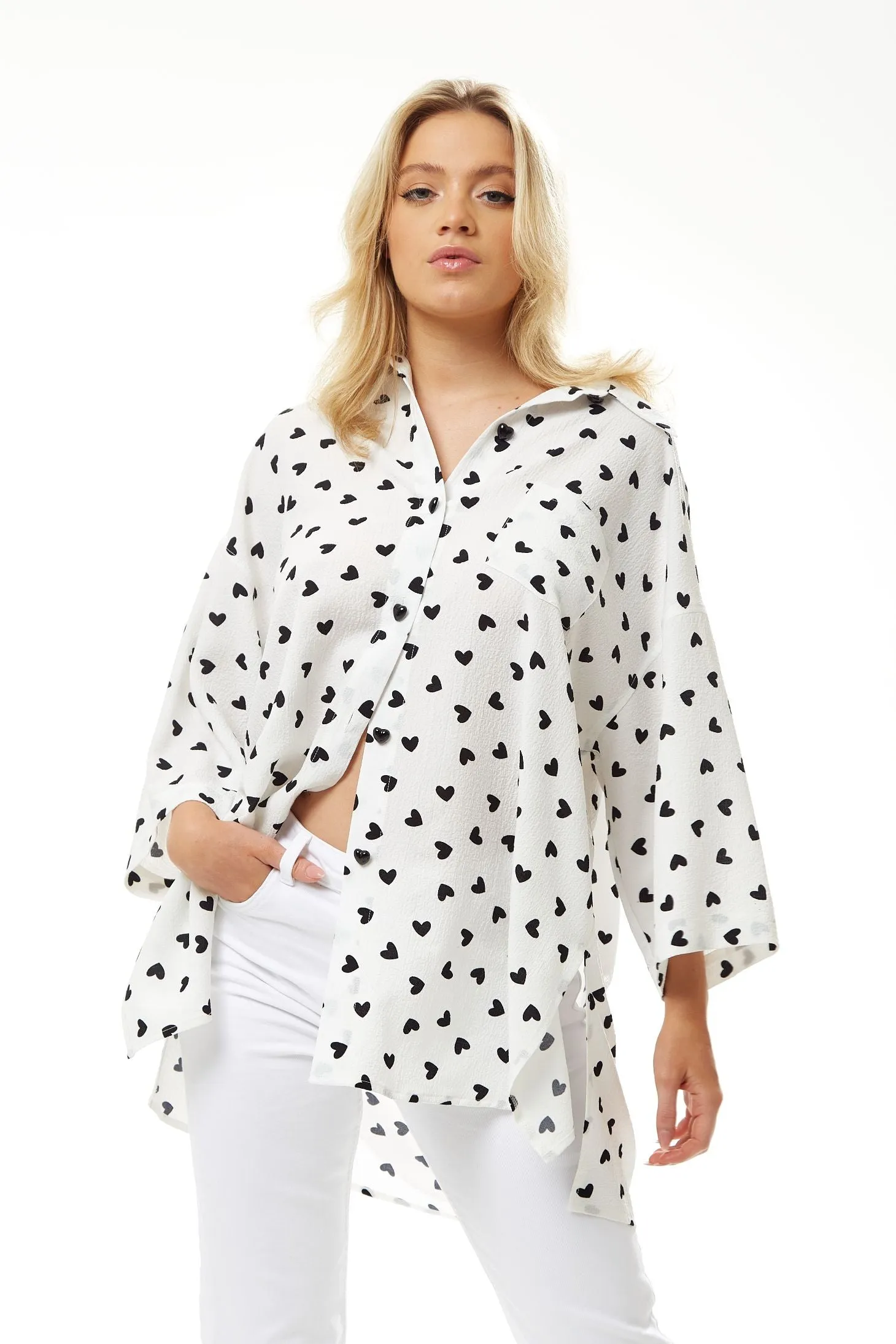 Liquorish Heart Print Shirt