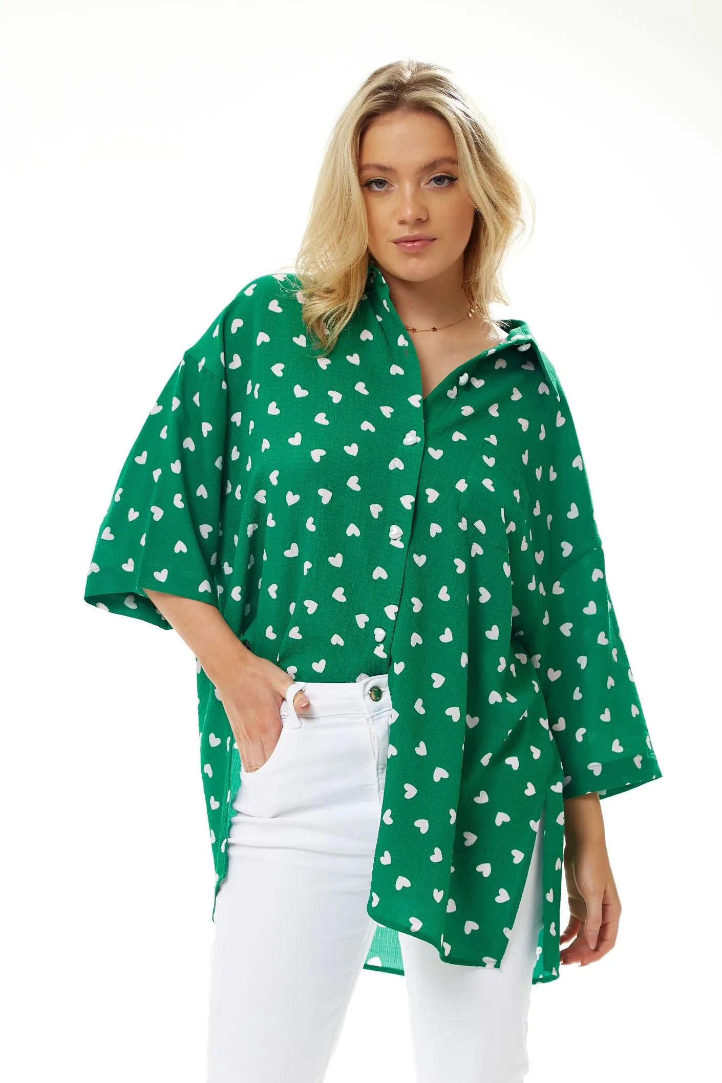 Liquorish Heart Print Shirt