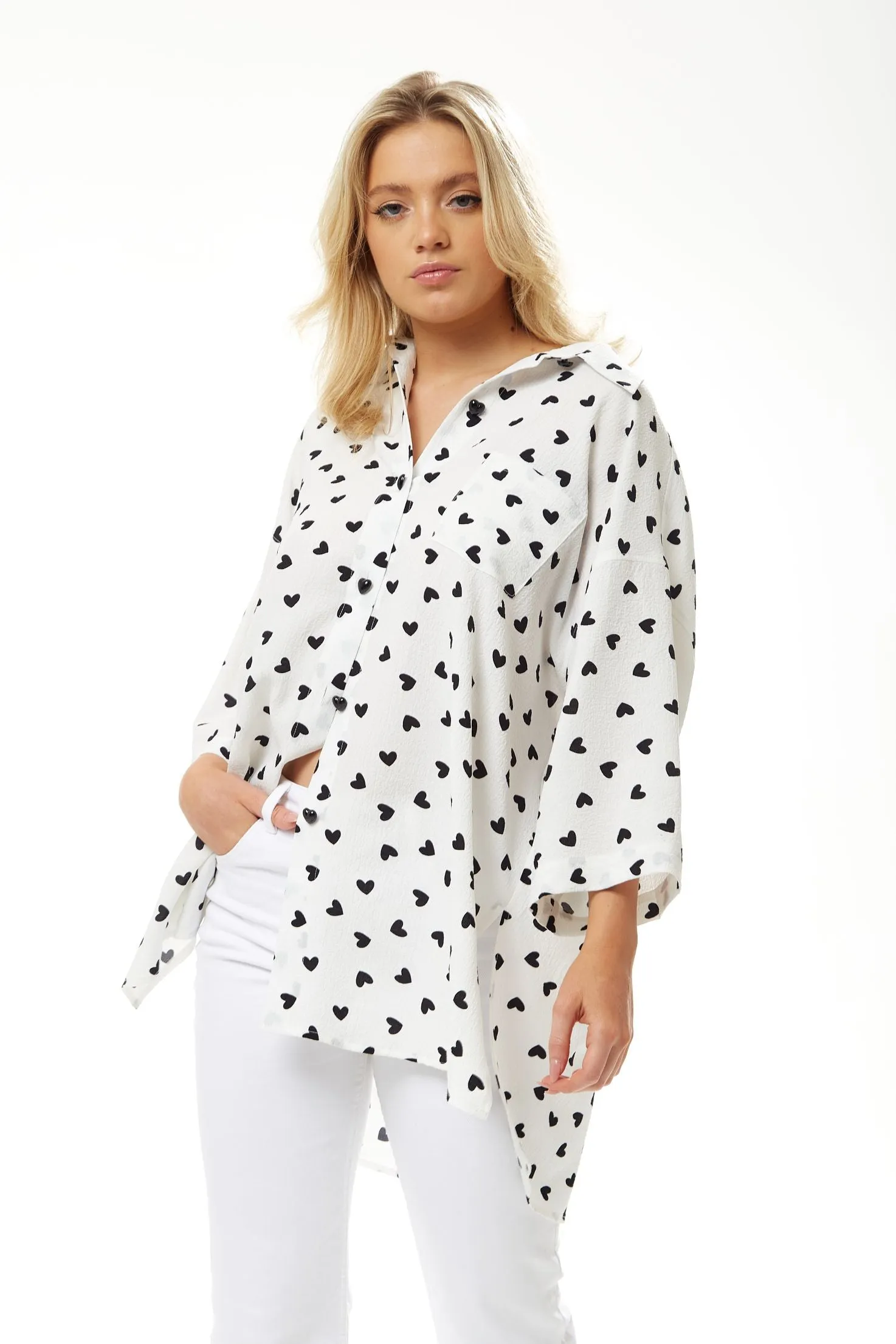 Liquorish Heart Print Shirt