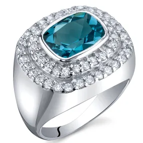 London Blue Topaz Radiant Cut Sterling Silver Ring Size 5