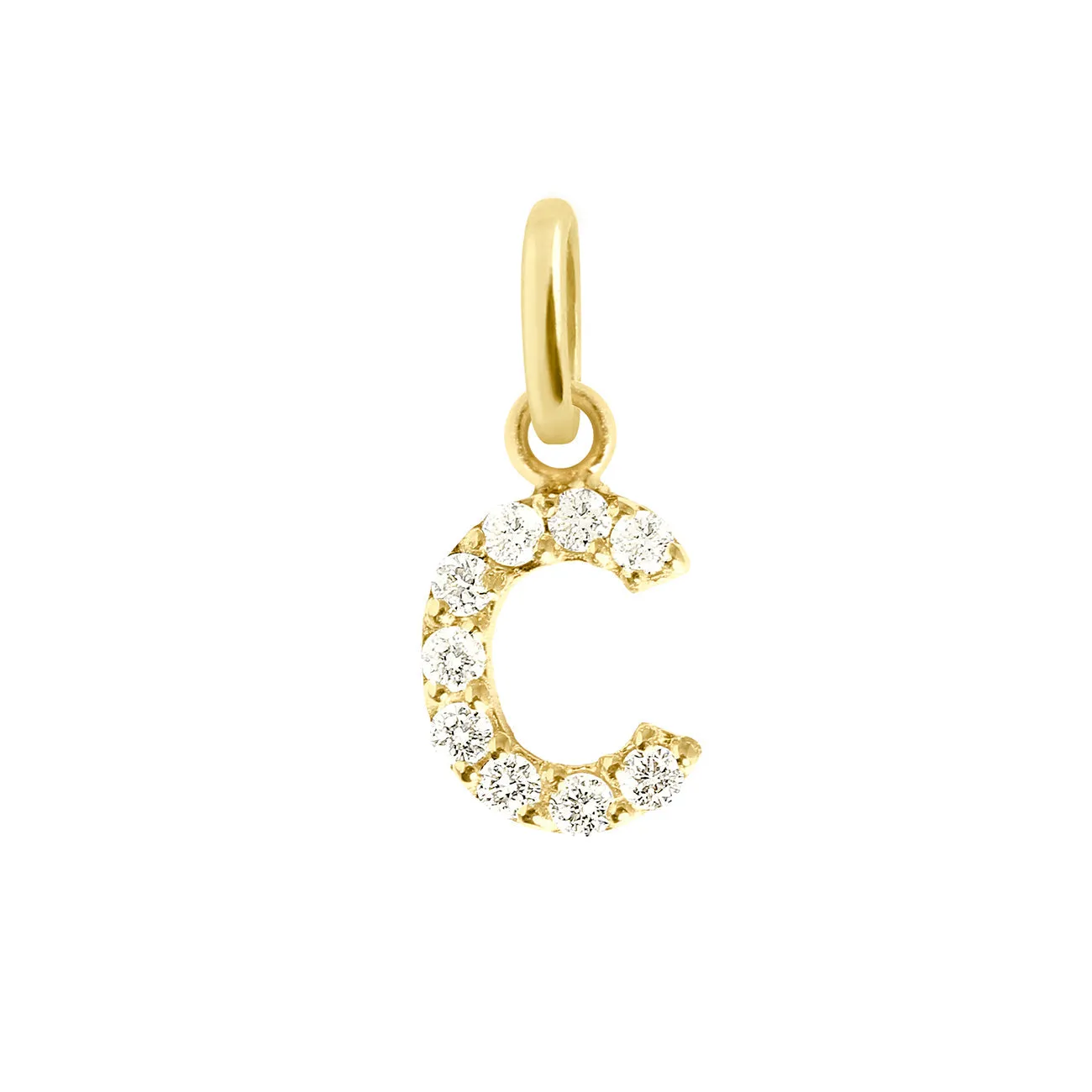 Lucky Letter C Diamond Pendant, Yellow Gold