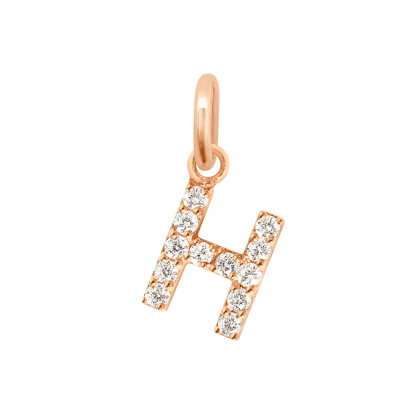 Lucky Letter H Diamond Pendant, Rose Gold