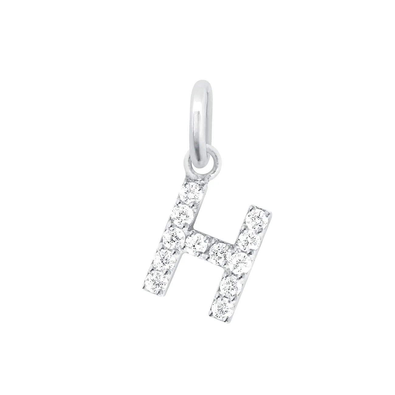 Lucky Letter H Diamond Pendant, White Gold