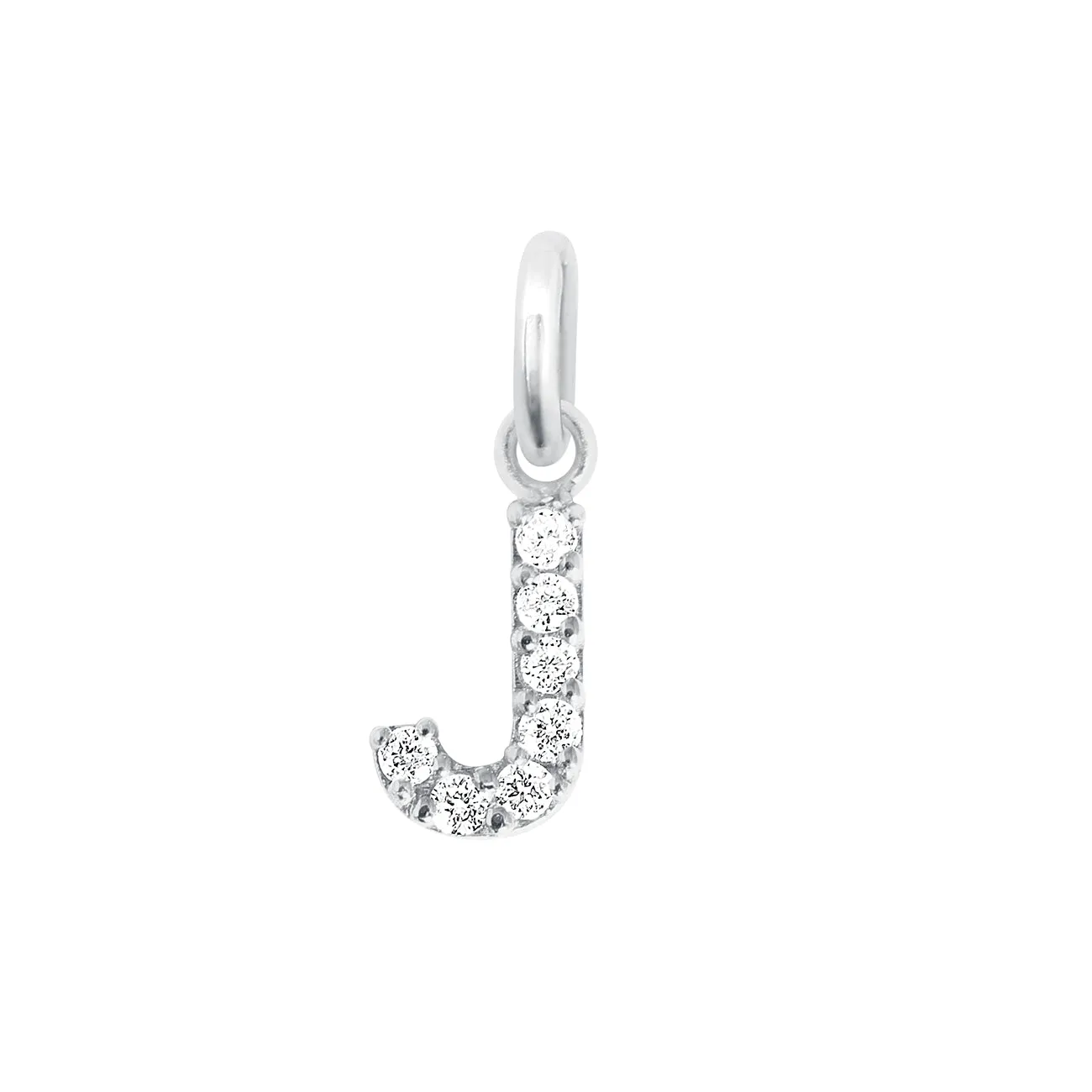 Lucky Letter J Diamond Pendant, White Gold