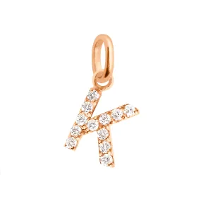 Lucky Letter K Diamond Pendant, Rose Gold