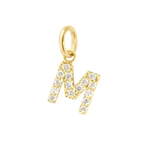 Lucky Letter M Diamond Pendant, Yellow Gold