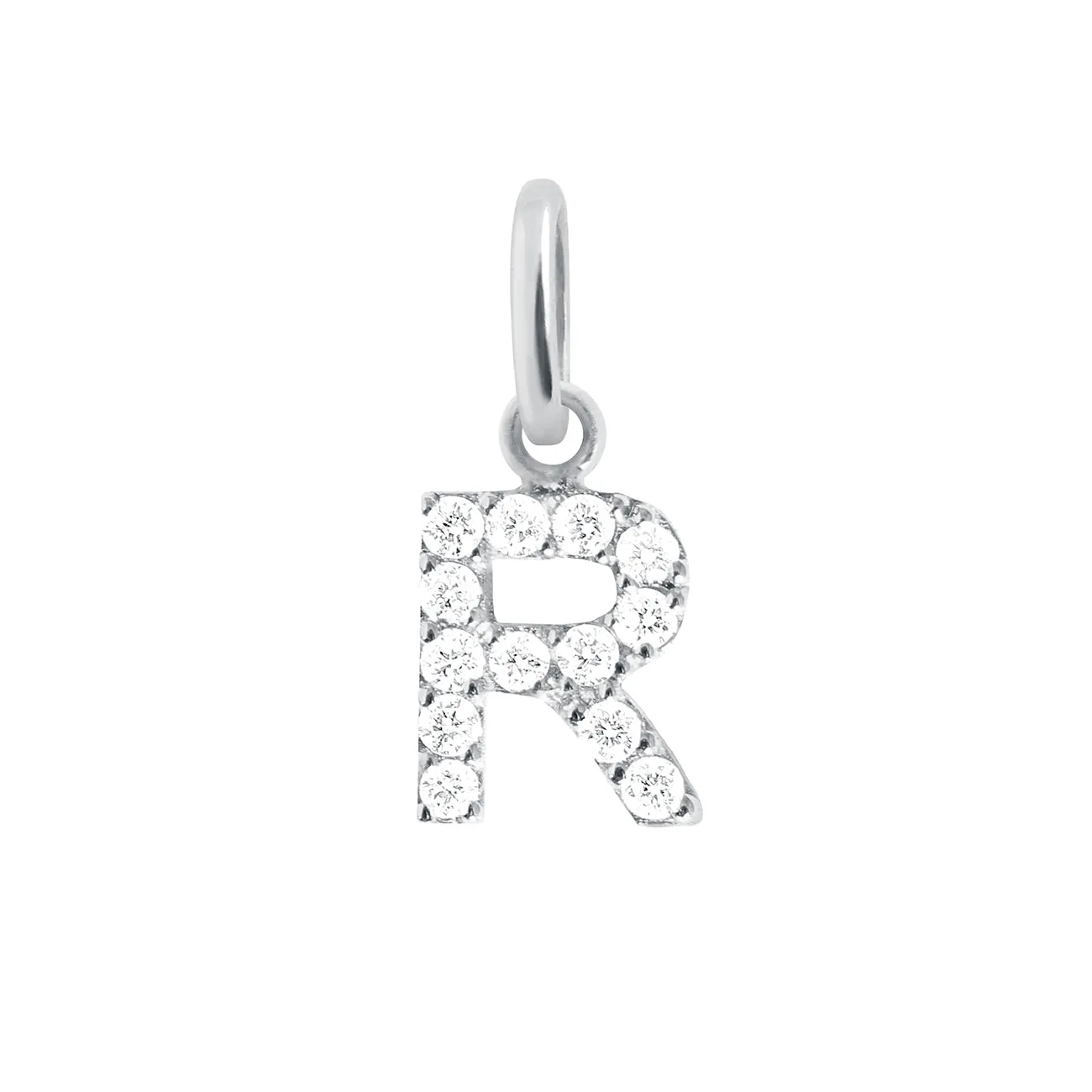 Lucky Letter R Diamond Pendant, White Gold