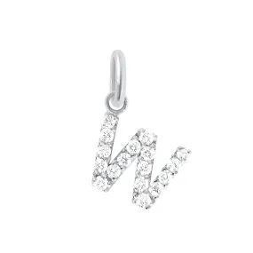 Lucky Letter W Diamond Pendant, White Gold