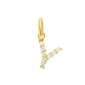 Lucky Letter Y Diamond Pendant, Yellow Gold