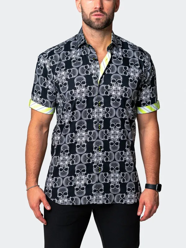 Maceoo Stretch Short-Sleeve Shirt | Galileo SkullMono Black