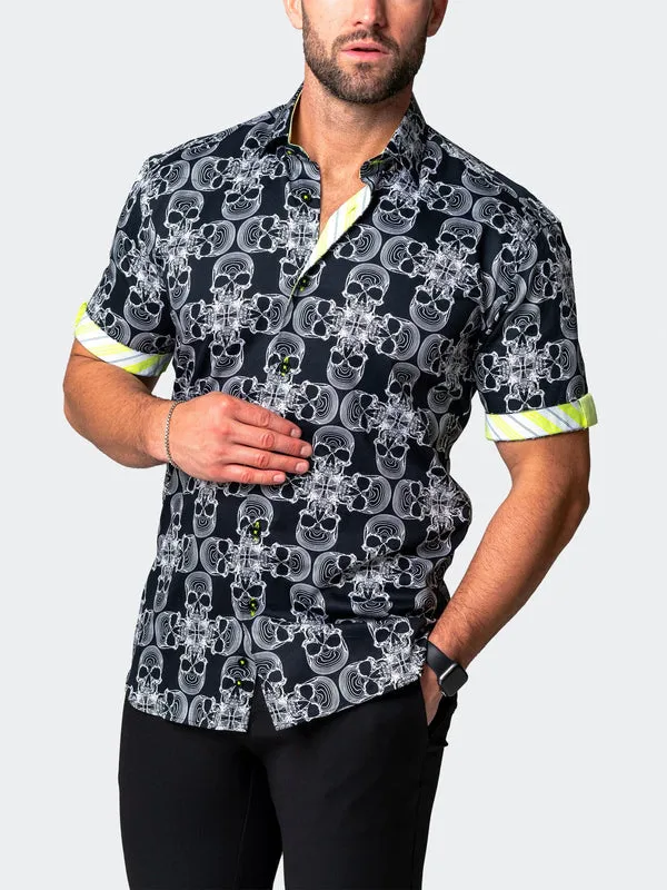 Maceoo Stretch Short-Sleeve Shirt | Galileo SkullMono Black