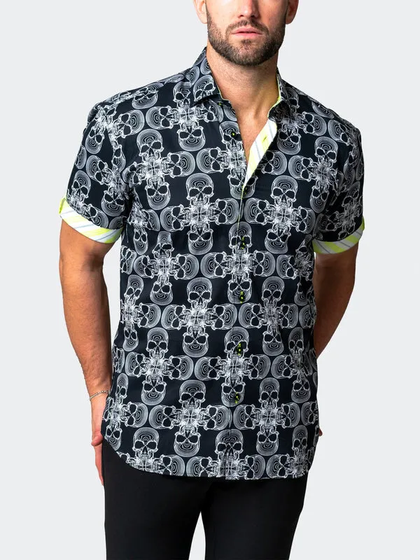 Maceoo Stretch Short-Sleeve Shirt | Galileo SkullMono Black