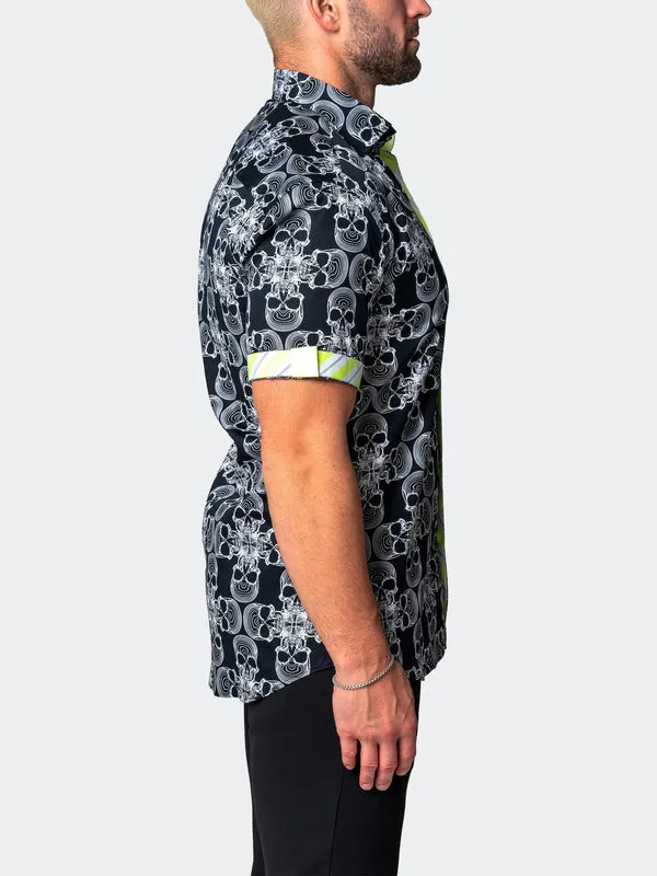 Maceoo Stretch Short-Sleeve Shirt | Galileo SkullMono Black