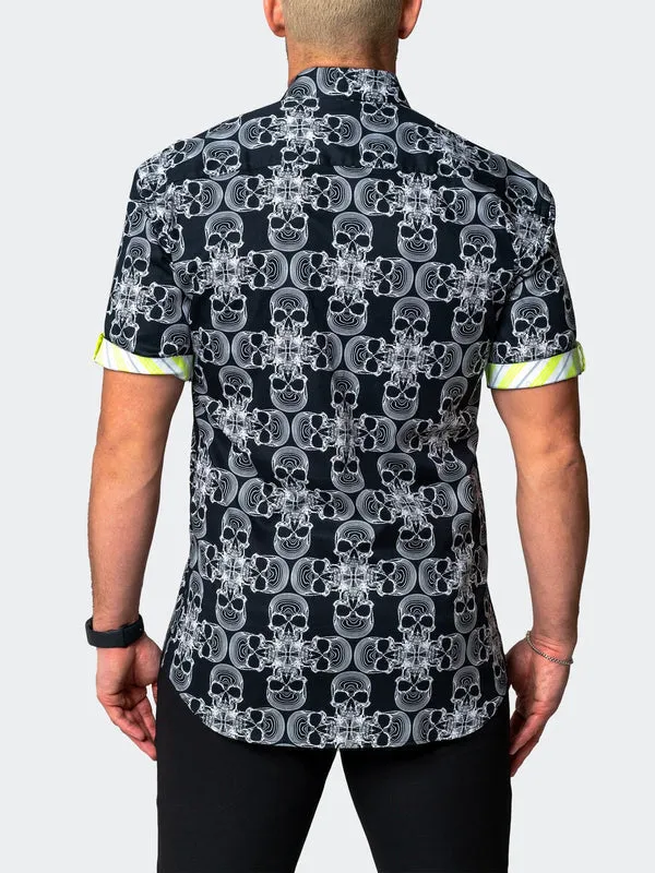 Maceoo Stretch Short-Sleeve Shirt | Galileo SkullMono Black