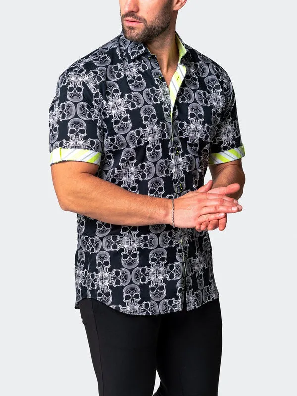 Maceoo Stretch Short-Sleeve Shirt | Galileo SkullMono Black