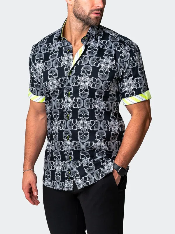 Maceoo Stretch Short-Sleeve Shirt | Galileo SkullMono Black