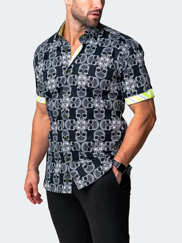 Maceoo Stretch Short-Sleeve Shirt | Galileo SkullMono Black