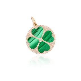 Malachite and Diamond Lucky Clover Charm