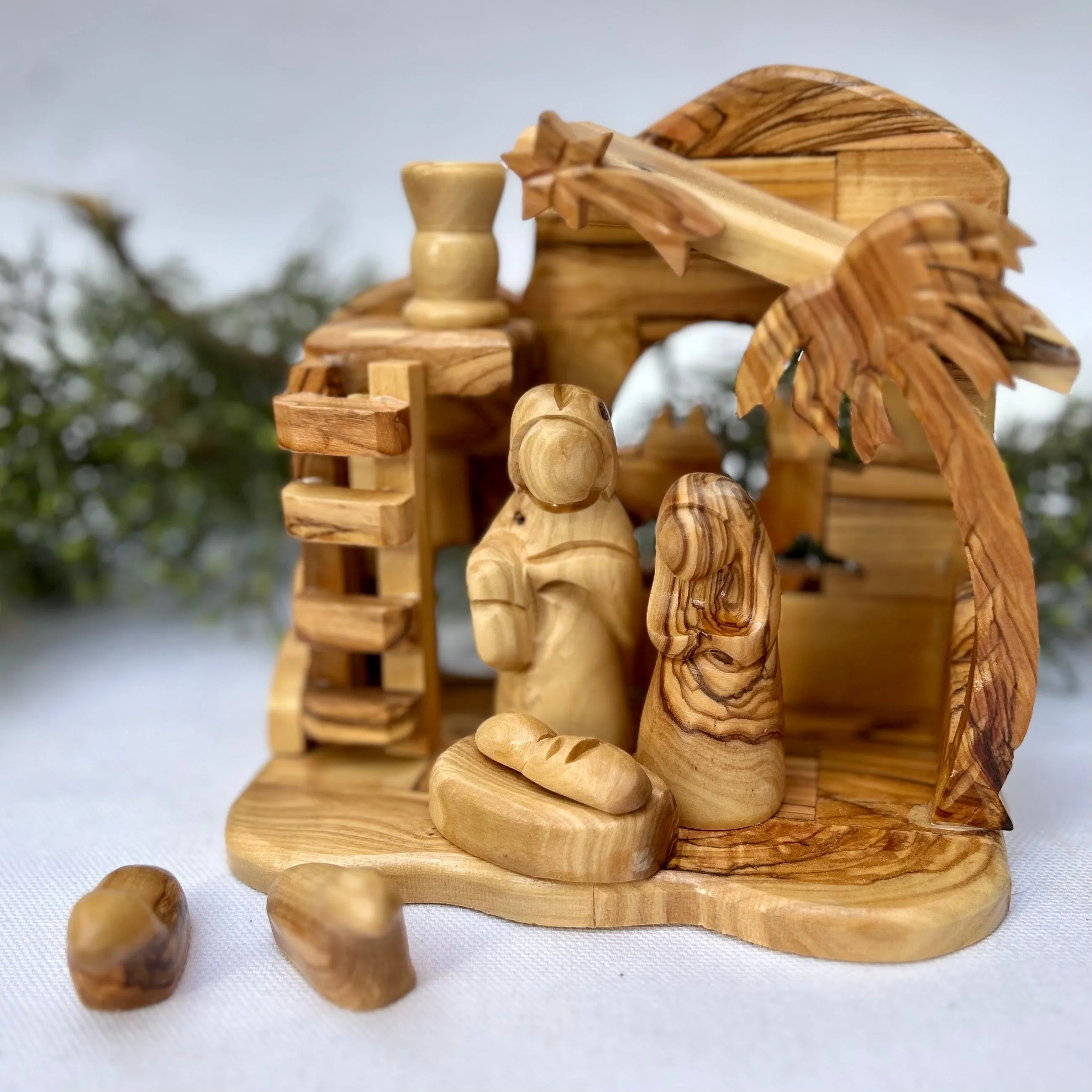 Manger Nativity with Ladder Handmade in Bethlehem | Medium