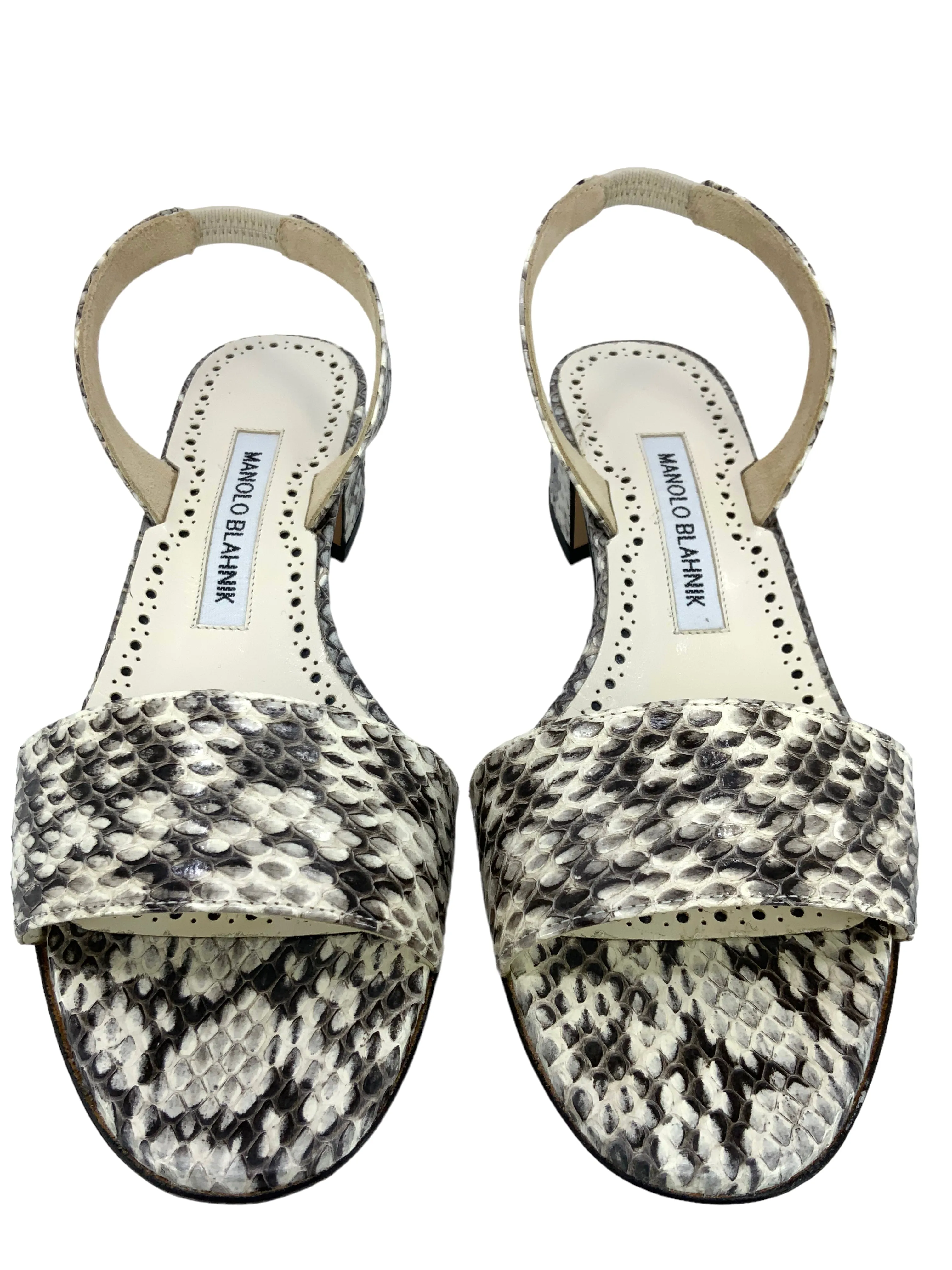 MANOLO BLAHNIK Patopia Snakeskin Slingbacks Size 7.5