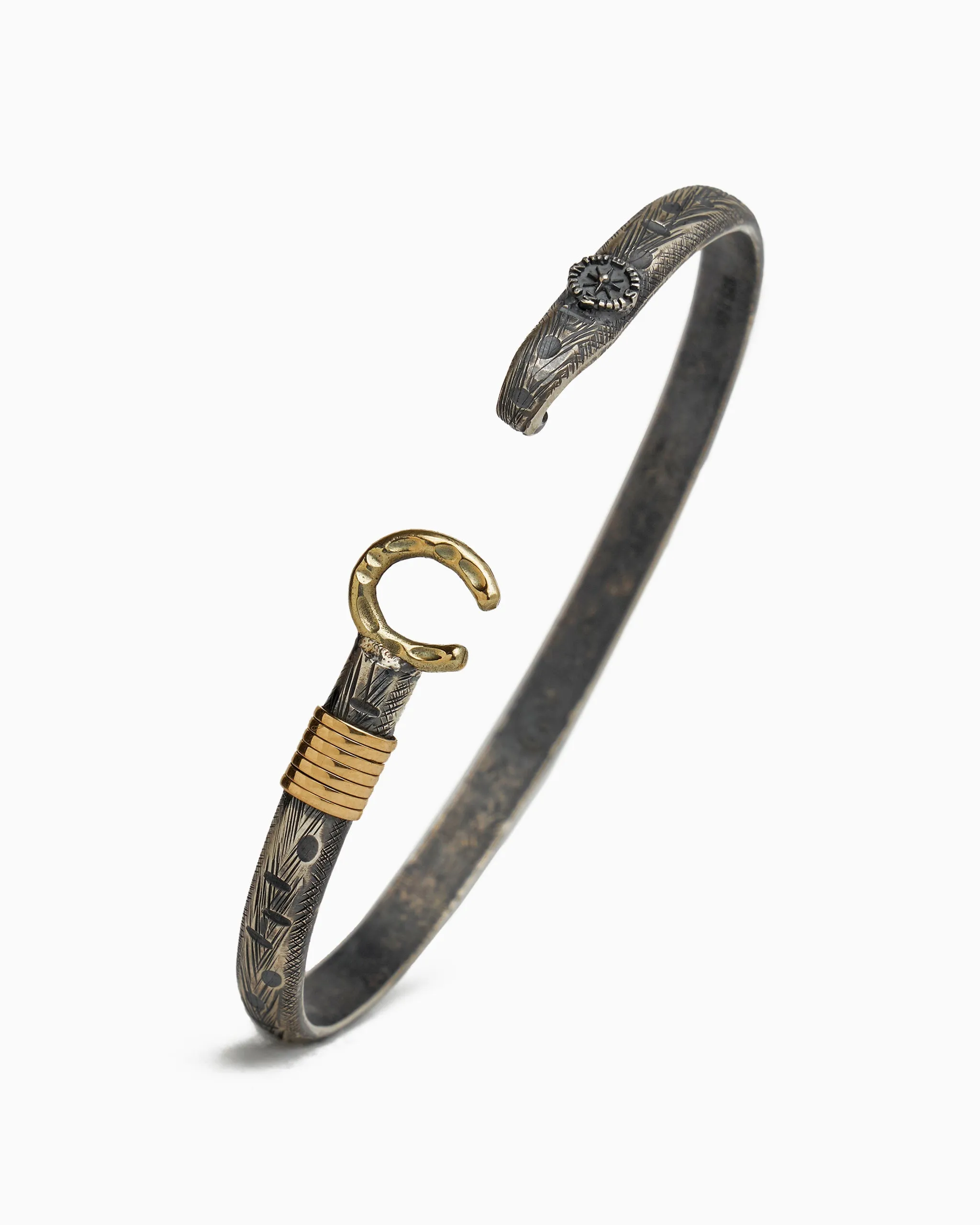 Marine Texture Hook Bracelet with Compass, 5mm