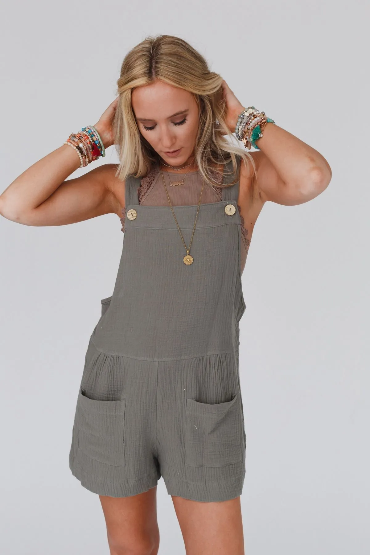 Matilda Loose Fit Romper - Olive