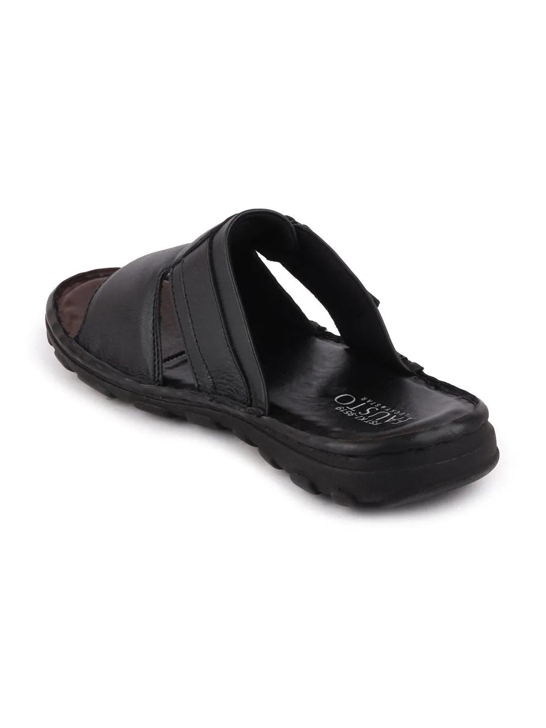 Men Black Formal Leather Slip-On Dress Slip-On Slippers