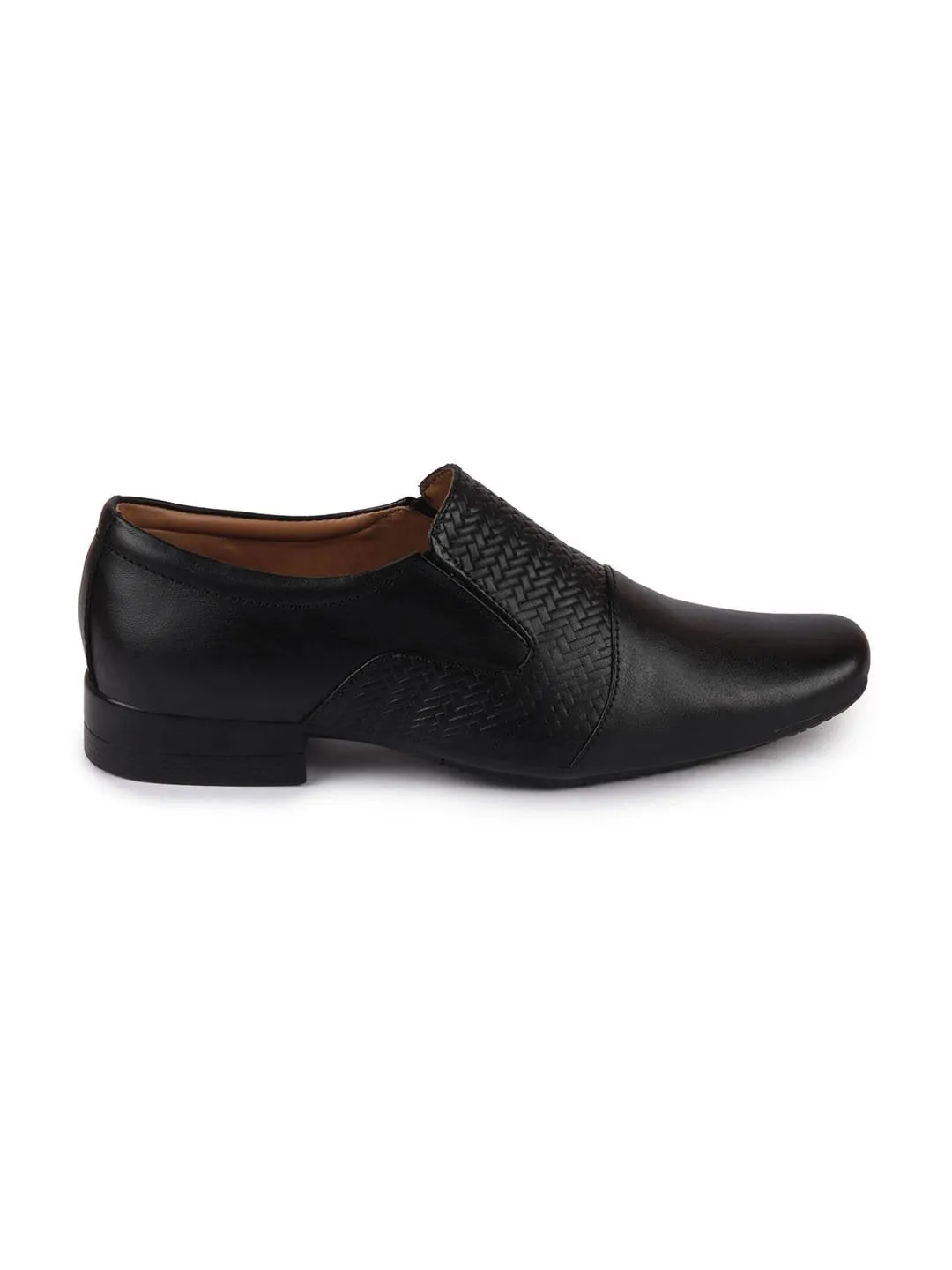 Men Black Formal Leather Slip On Shoes