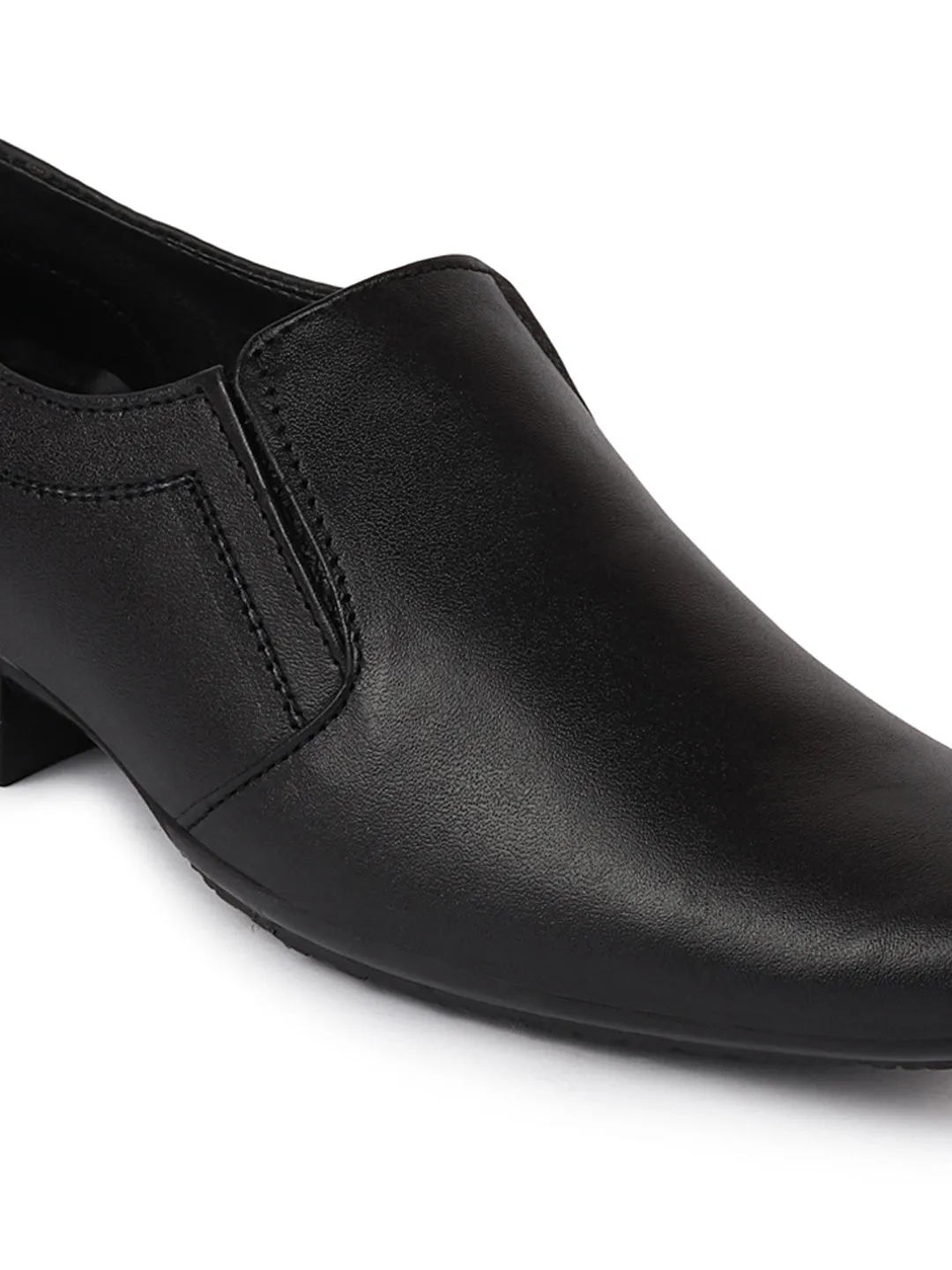 Men Black Formal Leather Slip-On Shoes