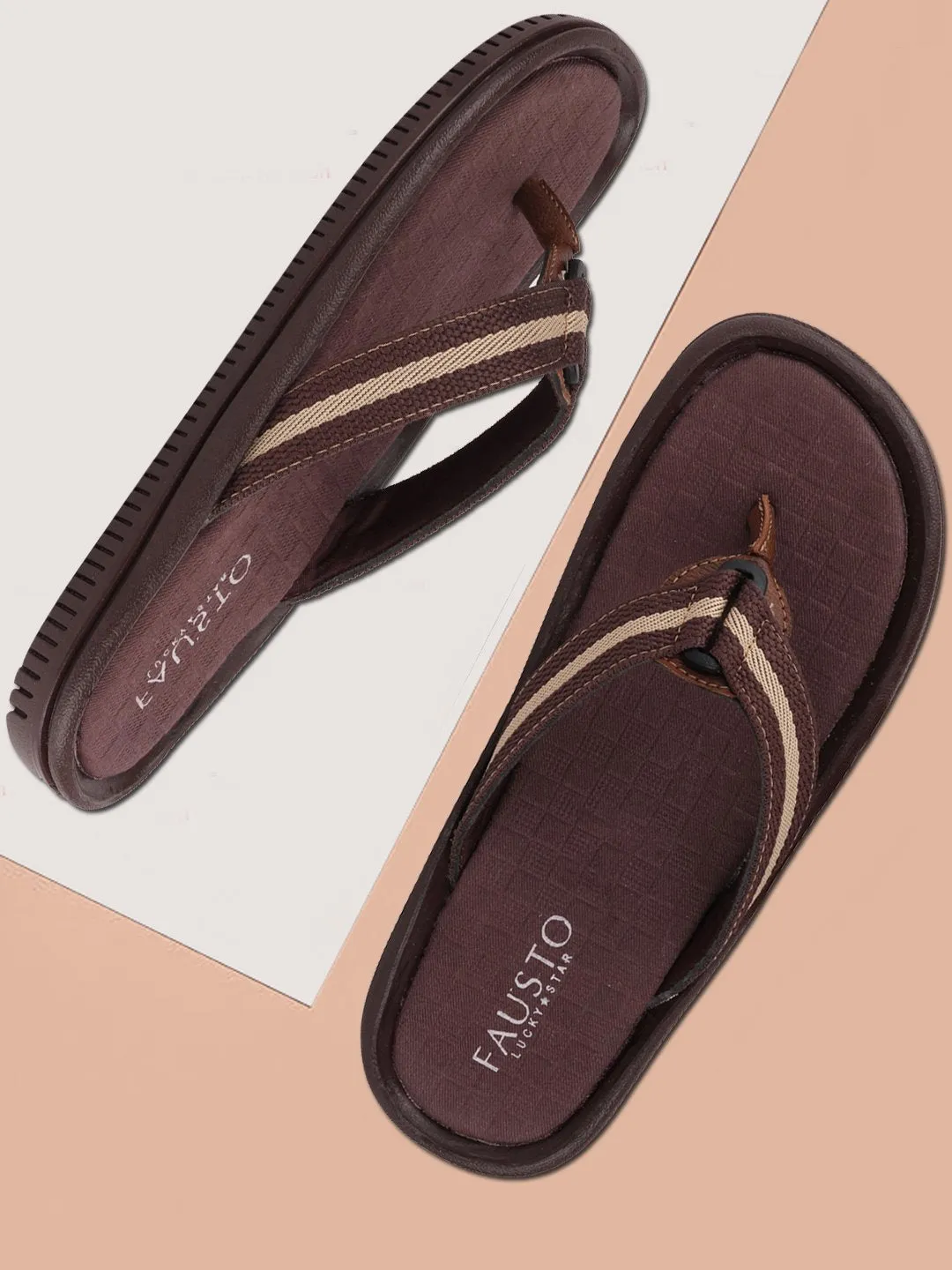 Men Brown Casual Slip-On Slippers