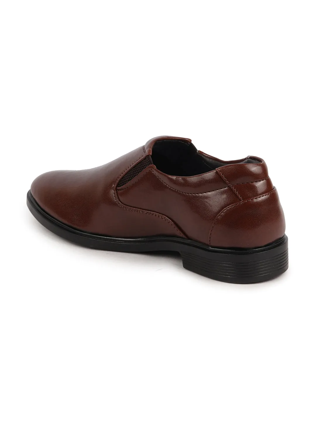 Men Brown Formal Dress Slip On Shoes With Cushioned Footbed For Office|Work|Loafer|Half Shoes|Cut Shoe