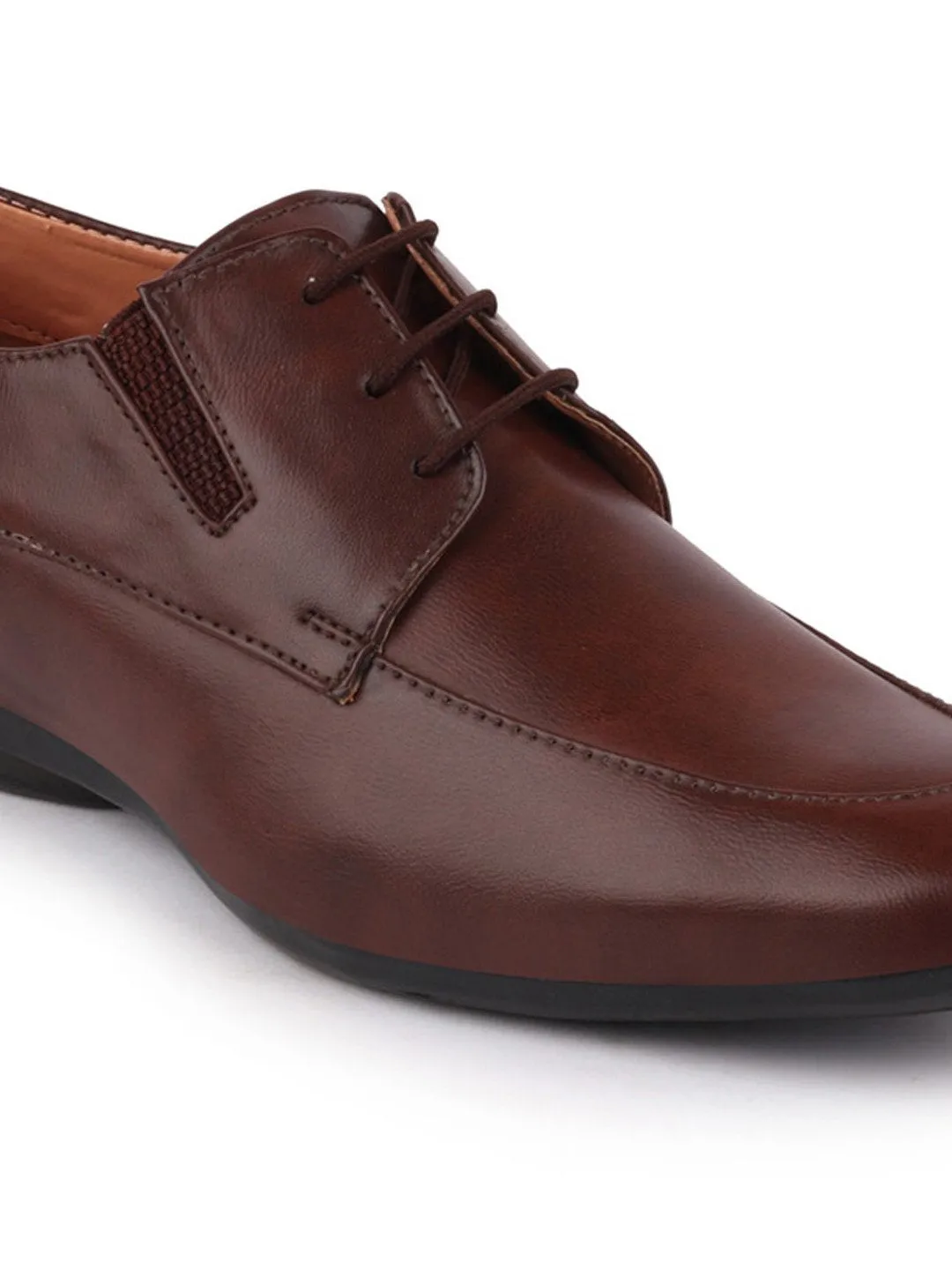 Men Brown Formal Lace-Up Derby Shoes