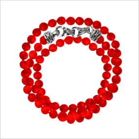 Men's Centauro Bamboo Coral Triple Wrap 6mm Bead Bracelet