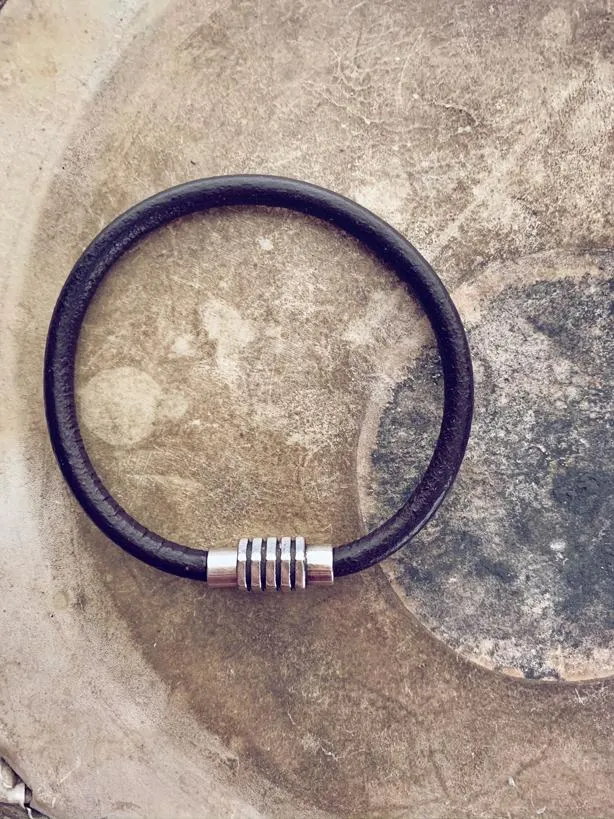 mens industrial leather bracelet