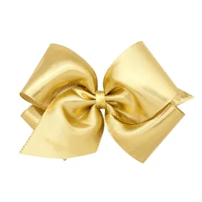 Metallic Lame Overlay Hair Bow on Clippie - Gold