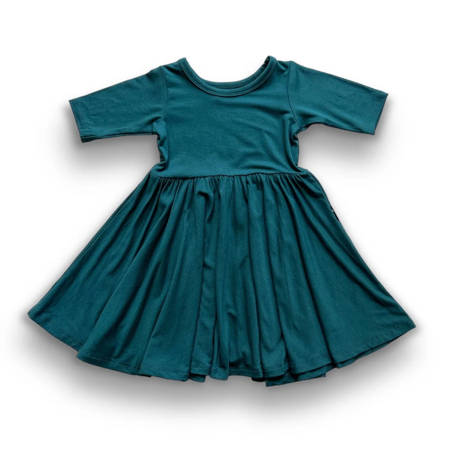 MID SLEEVE BAMBOO DRESS- Peacock