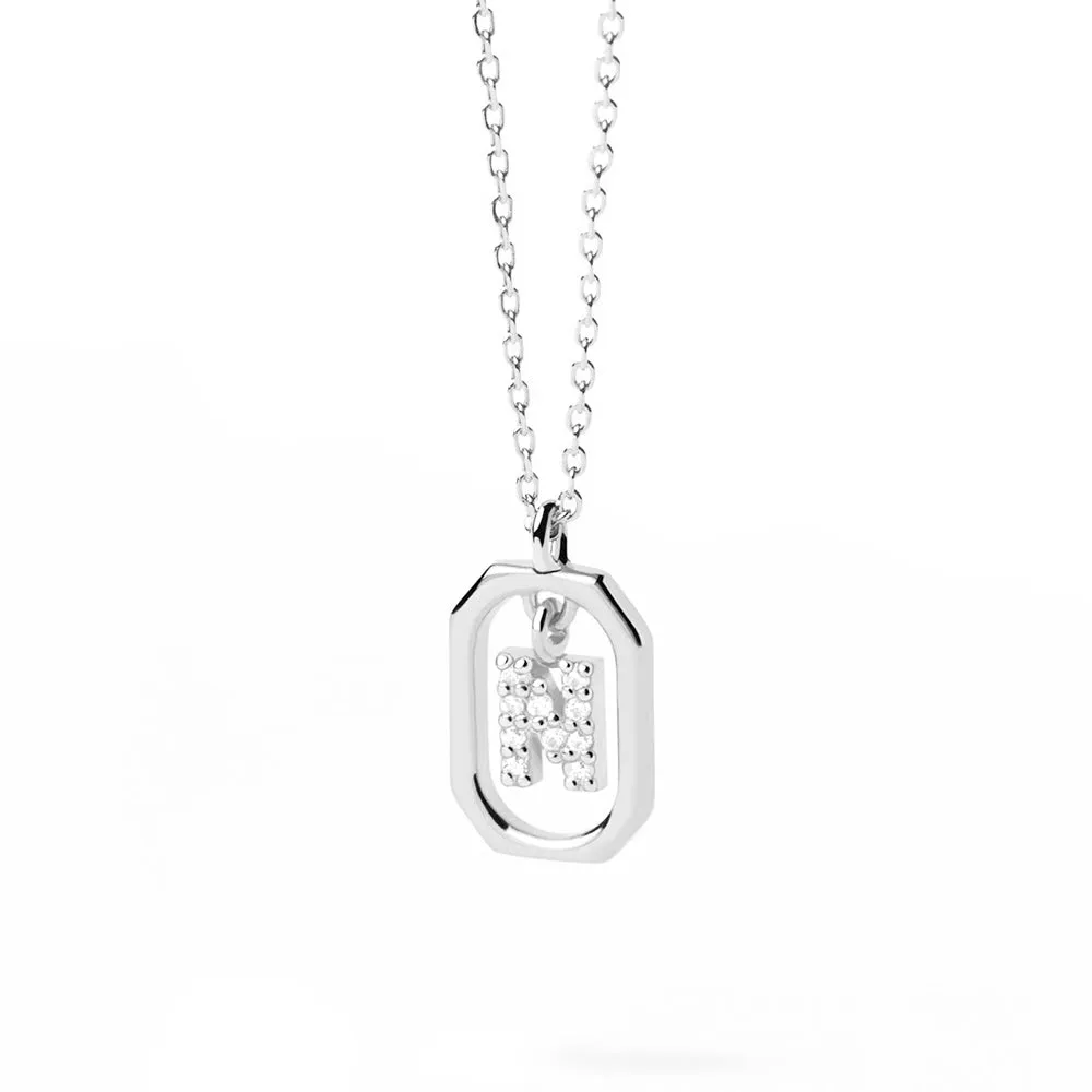 Moissanite Initial N Dangle Pendant Necklace