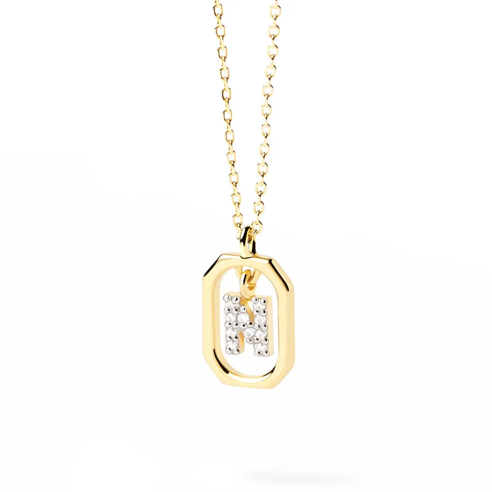 Moissanite Initial N Dangle Pendant Necklace