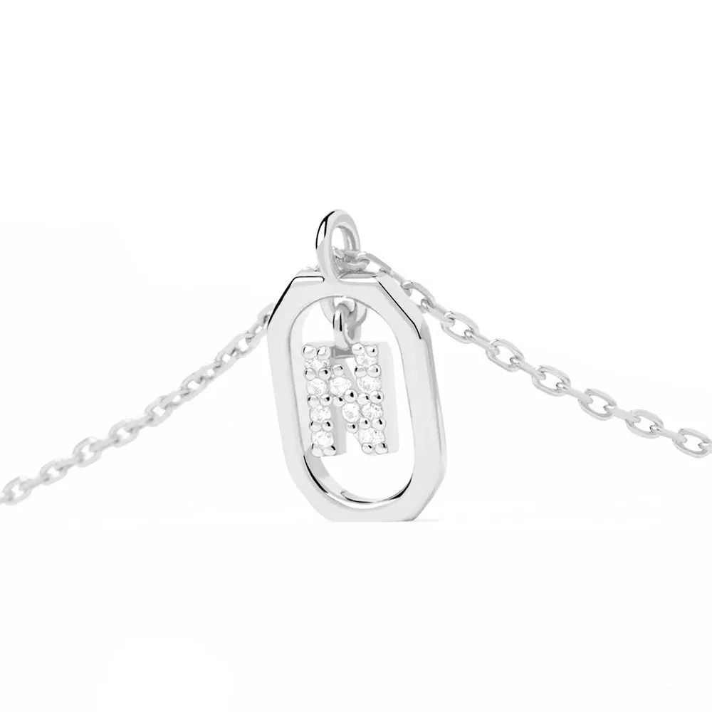 Moissanite Initial N Dangle Pendant Necklace