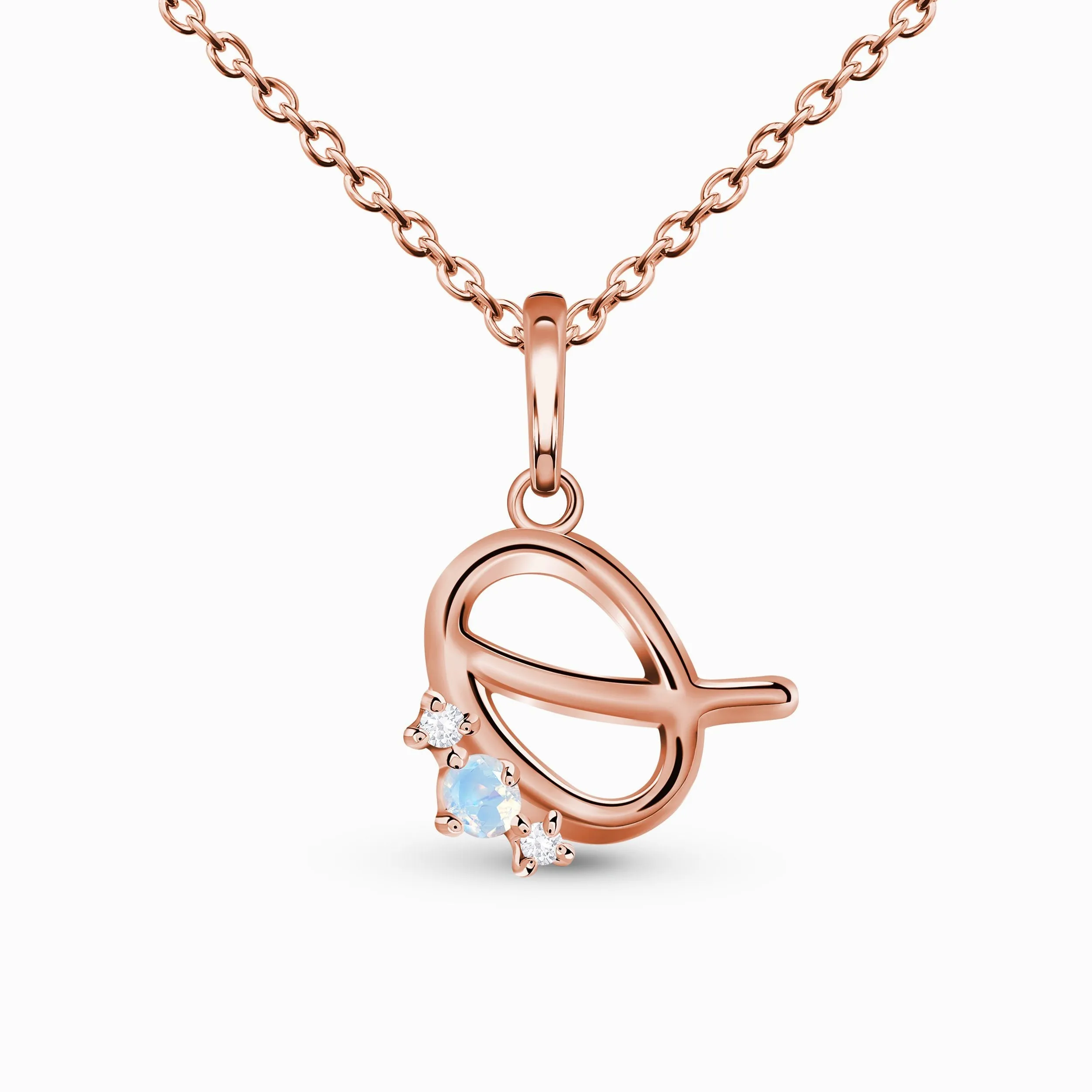 Moonstone Necklace - Lucky Letter Q