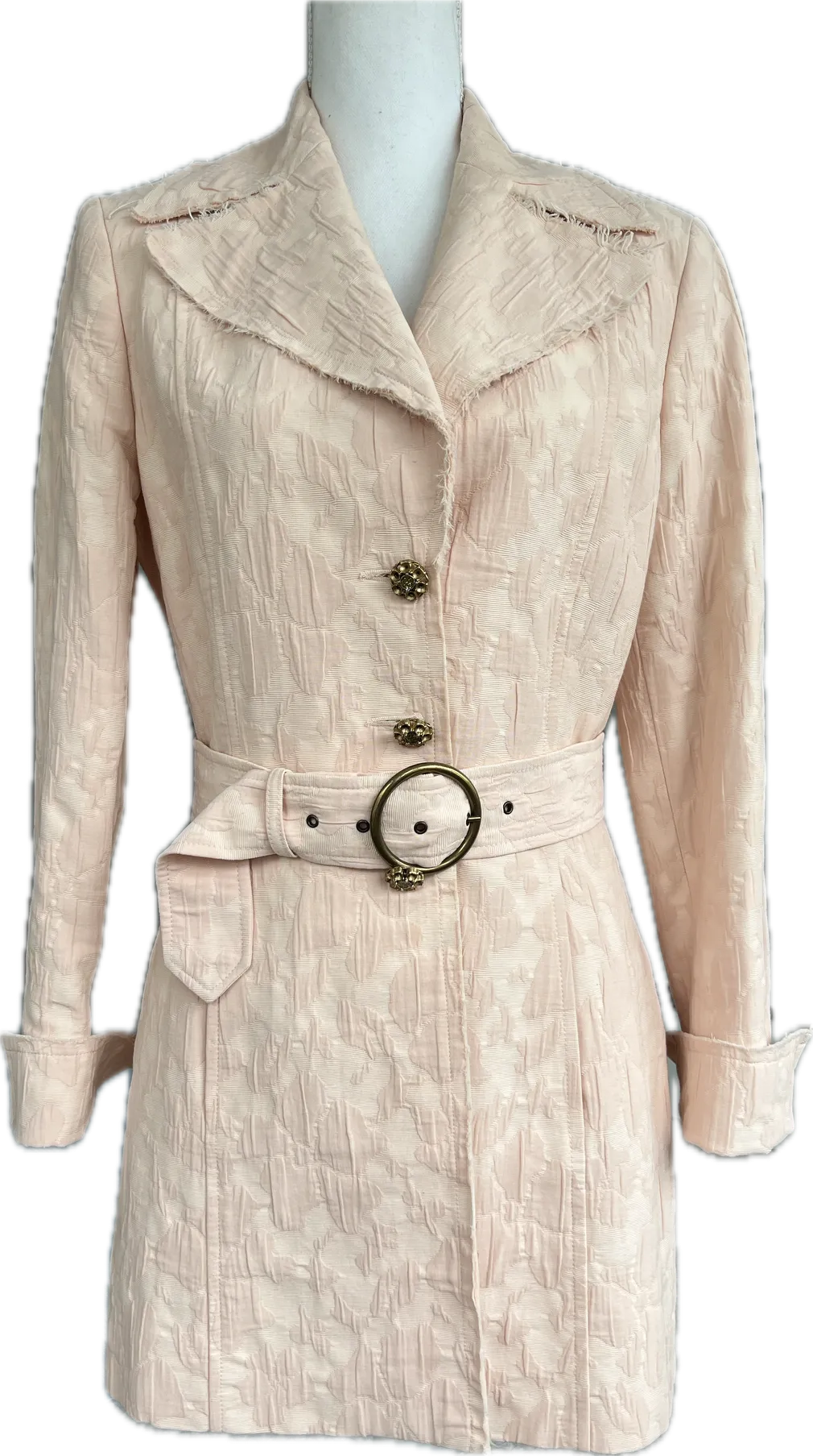 Motivi Vintage Pink Raw Edge Coat with Belt, 8