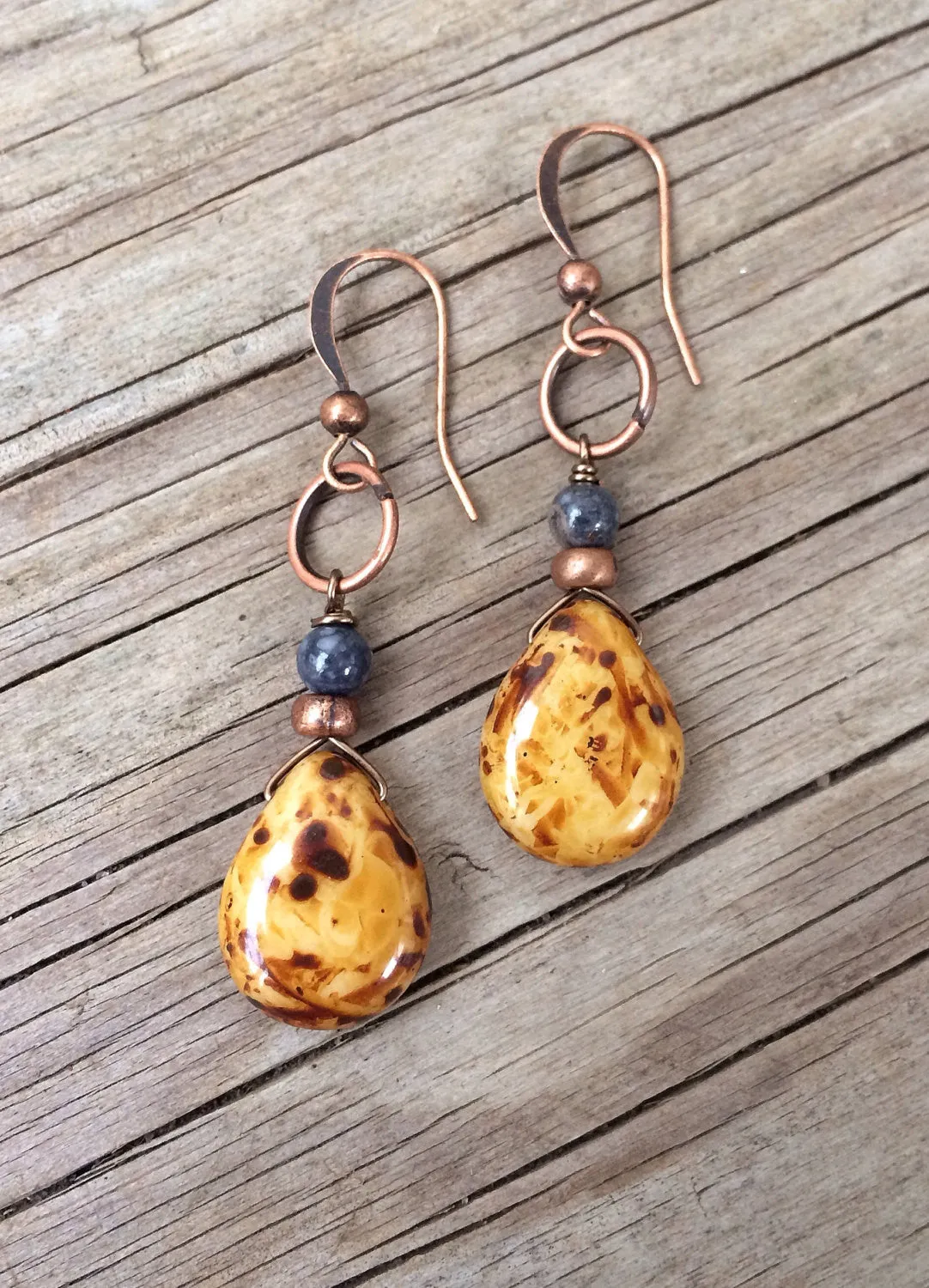 Mustard Yellow Earrings, Yellow Glass Earrings, Boho Earrings