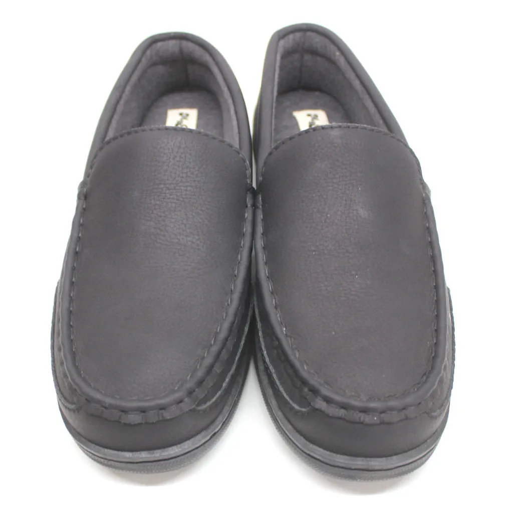 My Slippers 74458-04 Men's Leather Moccasins Black Size - UK 8