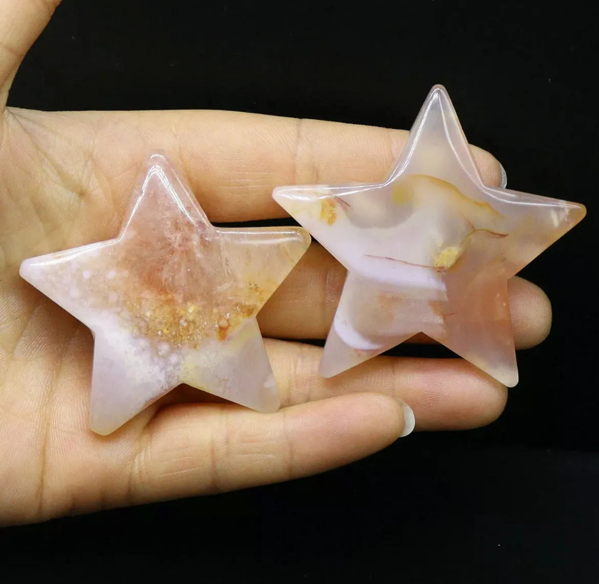 Natural Flower Agate gemstone Crystal Star