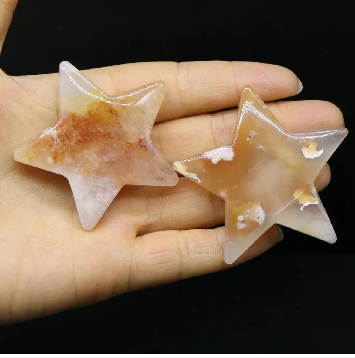 Natural Flower Agate gemstone Crystal Star