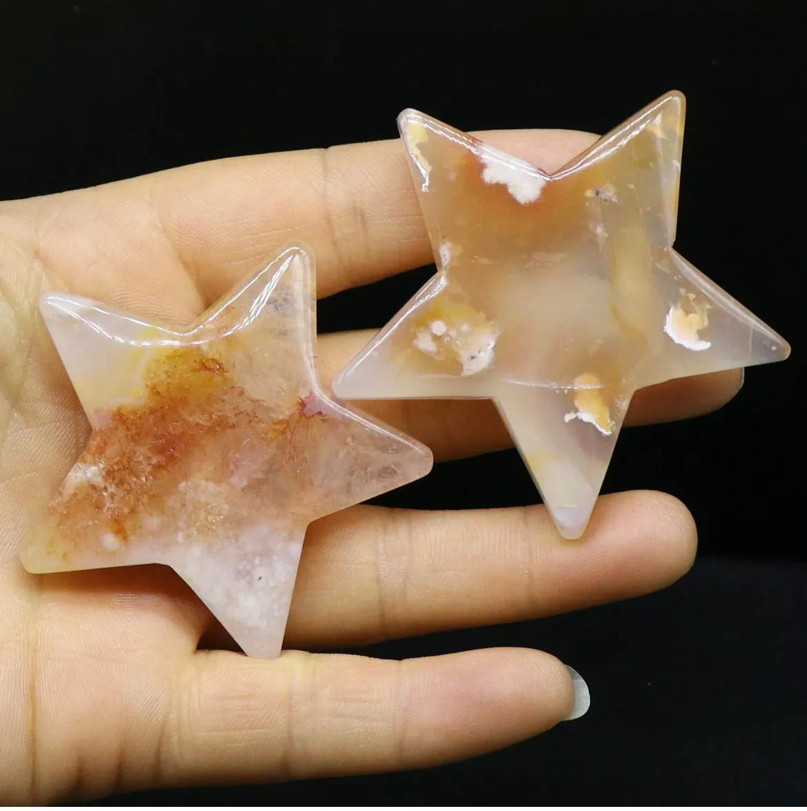 Natural Flower Agate gemstone Crystal Star