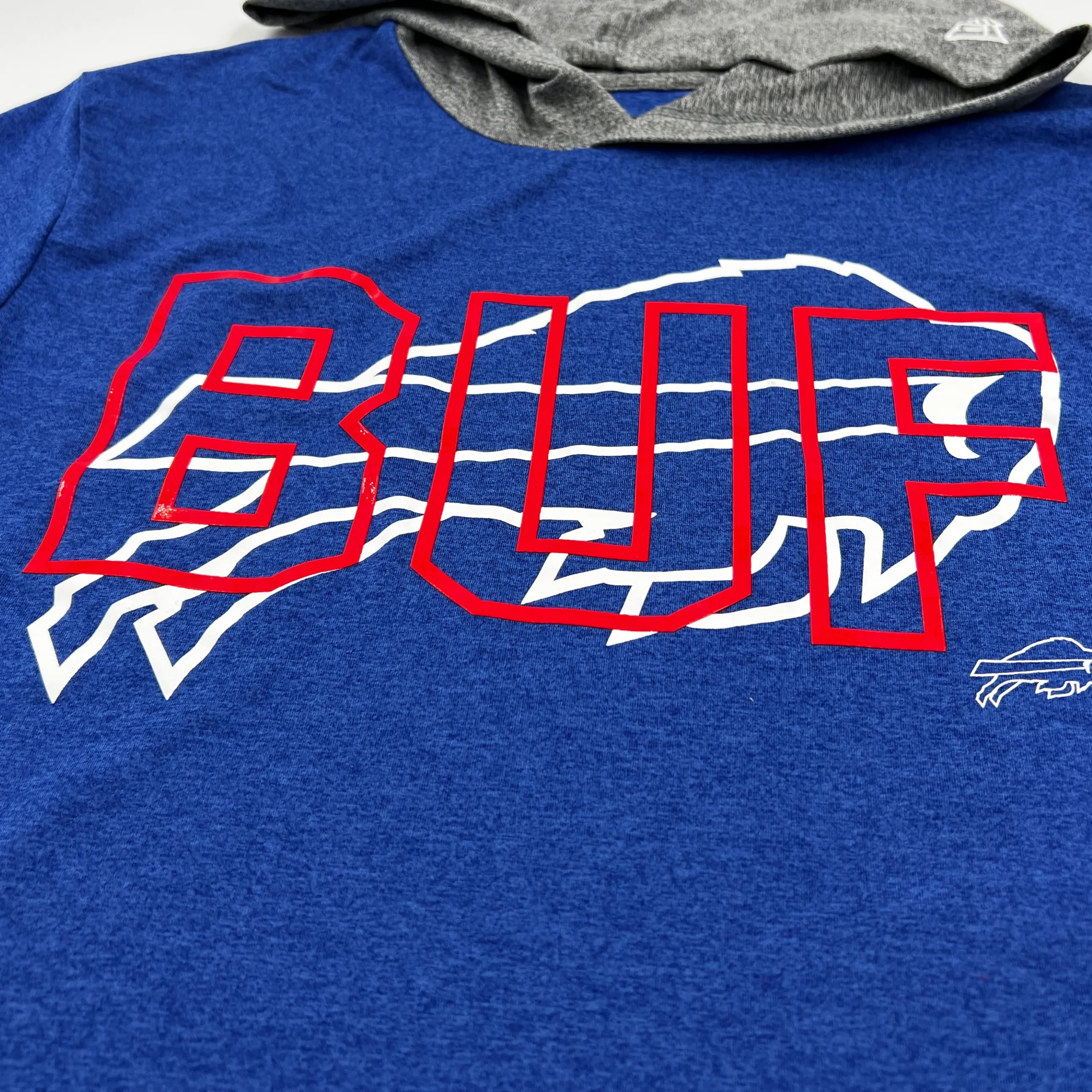 New Era Bills Primary Logo Heather Blue Lightweight Short Sleeve Hoodie